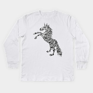 White Lines Unicorn Kids Long Sleeve T-Shirt